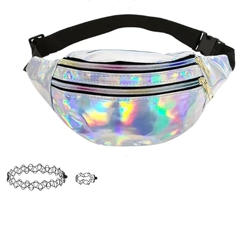 90er 80er Jahre Outfit Damen, 90er Jahre Accessoires Outfit Metallic Bauchtasche Gürteltasche Herz Party Brillen, 90er Jahre Accessoires, Neon Accessoires, 90er Jahre Outfit für Fasching Karneval von NIEEKRUN