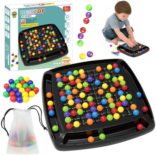 Intellektuelles Schachbrett, 120 Bälle Intellectual Chessboard Duel, Rainbow Ball Elimination Brettspiel, Rainbow Ball Gesellschaftsspiele, Tabletop Familienspiele Partyspiele für Erwachsene Kinder von NIEEKRUN