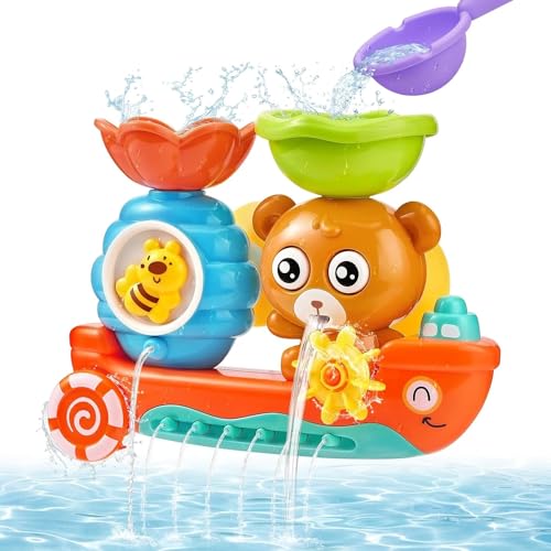 NIEEKRUN Badespielzeug - Badespielzeug Bär und Biene - Badewannenspielzeug Kinder - Badespielzeug mit Wasserlöffel Weihnachten, Geburtstag, Kindertag, Thanksgiving von NIEEKRUN