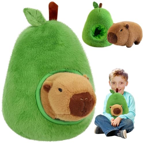 NIEEKRUN Capybara Plüschtier, 35cm Capybara Kuscheltier Avocado Capybara Plushie Stofftier Plüschtier Avocado Kuscheltier, Wasserschwein Kuscheltier Niedliche Capybara Kuscheltier für Kinder von NIEEKRUN