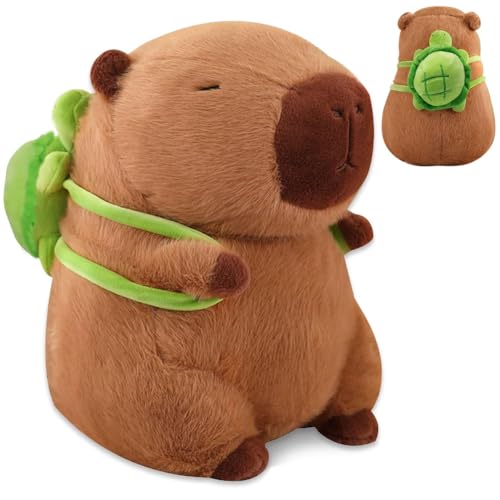 NIEEKRUN Capybara Plüschtier, Capybara Kuscheltier Nacktmull Kuscheltier Stofftier Plüschtier mit Schildkrötenrucksack, Wasserschwein Kuscheltier Niedliche Capybara Kuscheltier für Kinder von NIEEKRUN