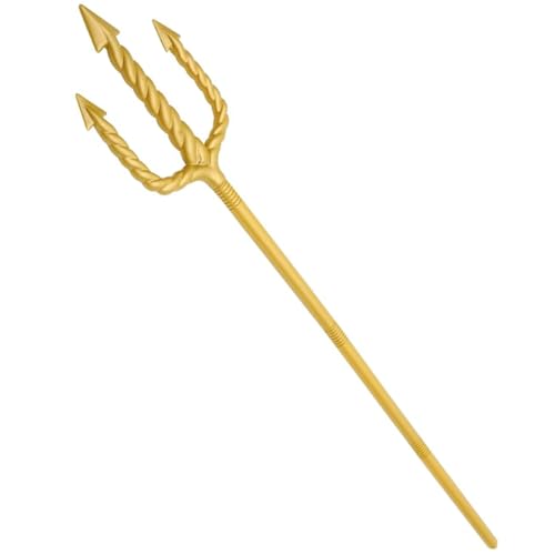 NIEEKRUN Gold Dreizack, 152CM Neptun Dreizack König King Goldener Dreizack Kostümzubehör, Abnehmbare Erwachsene Kostüm Zubehör, Zubehör für Kinder Karneval Mottoparty Cosplay von NIEEKRUN