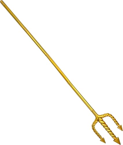 NIEEKRUN Gold Dreizack, 152CM Neptun Dreizack König King Goldener Dreizack Kostümzubehör, Abnehmbare 3-teilige Stange Erwachsene Kostüm Zubehör, Zubehör für Kinder Karneval Mottoparty Cosplay von NIEEKRUN