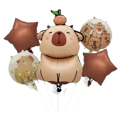 Party Ballon 5PCS Cartoon Aluminium Folie Ballon Exquisite und Nette Capybara Anime Thema Kinderparty Dekoration Ballon Geburtstagsfeier Hochzeit Festival Ballon von NIEEKRUN