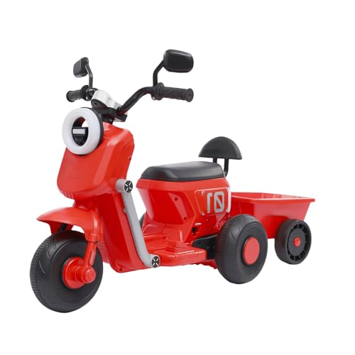 Elektromotorrad Kindermotorrad 3.23-4.83km/h Kinder Elektro Motorrad mit Korb 50kg Tragfähigkeit Kinder Motorrad Elektrisch Kinderfahrzeug für Kinder im Alter von 2-6 Jahren (Rot) von NIGORIY