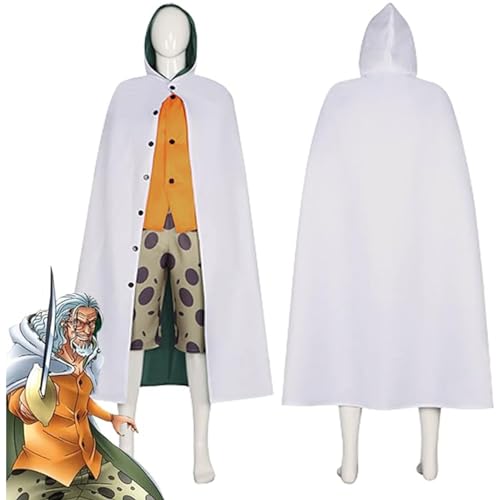 NIKKHO Anime One Piece Cosplay Kostüm,Spiel Charakter Silvers Rayleigh Fancy Dress Uniform Anzug,Halloween Maskerade Weiß Uniform Kleid Kimono für Jungen Männer,Weiß,3XL von NIKKHO