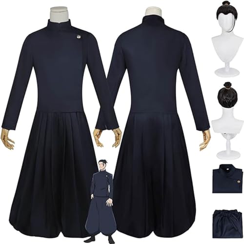 NIKKHO Schwarz,XL,Anime Charakter Geto Suguru Uniform,Anime Jujutsu-Kaisen Cosplay Uniform Hoodie Full Set Halloween Karneval Party Dress Up Anzug mit Perücke für Männer Jungen von NIKKHO