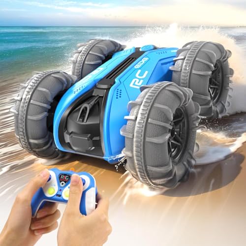 NIKYPJ Amphibienfahrzeug Ferngesteuertes Auto 3 4 5 6 7 8 9 Jahre 360° Rollen RC Auto Spielzeug Jungen Weihnachten Geburtstags Geschenke Kinder Toy Innen Außen Draußen Sand Strand Garten von NIKYPJ