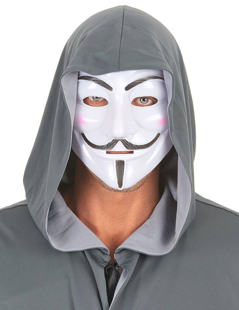 Anonymus Maske Karnevalsmaske weiss-schwarz von KARNEVAL-MEGASTORE