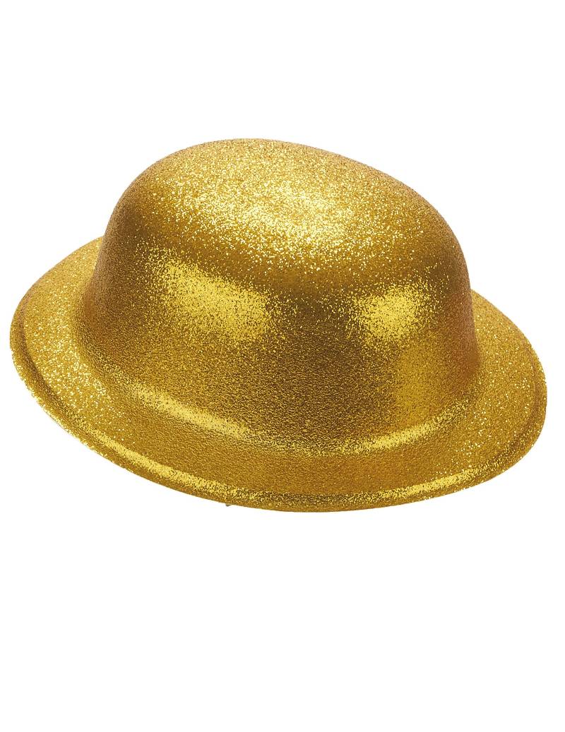 Glitzernder Silvester-Hut Melone gold von KARNEVAL-MEGASTORE