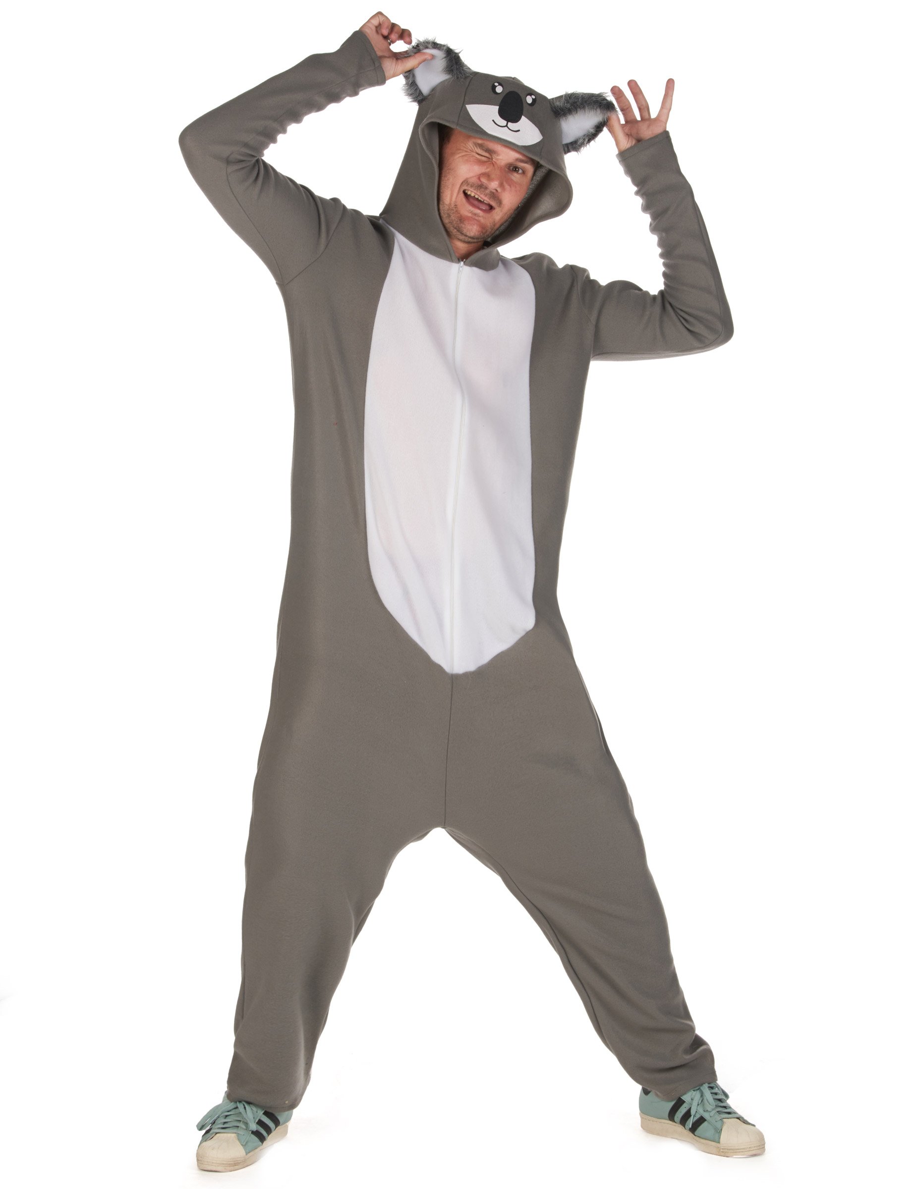 Koala-Kostüm für Herren grau-weiß von KARNEVAL-MEGASTORE