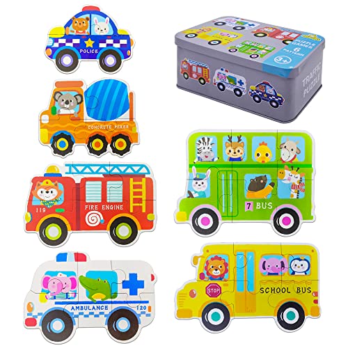 NINGESHOP Kinderpuzzle, Holzspielzeug für Kinder, Holzpuzzle ab 2 3 4 5 Jahren, Lernspielzeug Pädagogisches Spielzeug Geschenk für Kinder, 6er-Set Puzzle von NINGESHOP