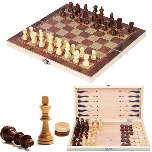 NINGESHOP Schachspiel Holz Hochwertig, 3 in 1 Schach, Tragbares und Faltbares Chess Board Set, Reiseschach Figuren, Schach Backgammon Holz, Schachfiguren Chess Set, Schach für Kinder und Erwachsene NINGESHOP Schachspiel Holz Hochwertig, 3 in 1 Schach, Tragbares und Faltbares Chess Board Set, Reiseschach Figuren, Schach Backgammon Holz, Schachfiguren Chess Set, Schach für Kinder und Erwachsene von NINGESHOP