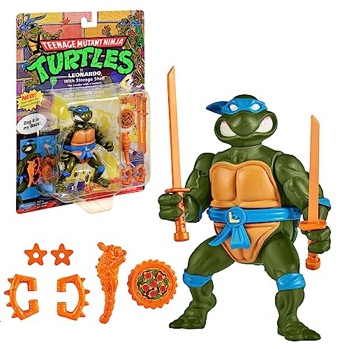 NINJA TURTLES, 10 cm bewegliche Figur, Figruine aus der klassischen Kollektion, Leonardo, Spielzeug für Kinder ab 4 Jahren, Giochi Preziosi T0001A von NINJA TURTLES