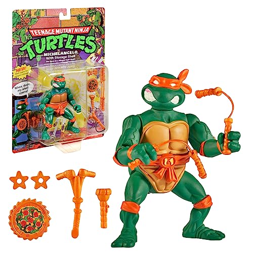 NINJA TURTLES, Figur mit Gelenken, 10 cm, Klassische Sammlerfigur, Michelangelo, Spielzeug für Kinder ab 4 Jahren, Giochi Preziosi, T0001B von NINJA TURTLES