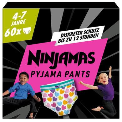 NINJAMAS Pyjama Pants Monatsbox für Mädchen, 4-7 Jahre, 60 Stück von NINJAMAS