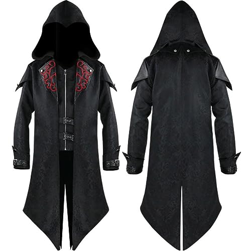 NIRANJAN Steampunk Jacke Gothic Herren Kostüm Mittelalter Vintage Smoking Viktorianisches Kostüm Renaissance Mantel Retro für Halloween Karneval Cosplay (M) von NIRANJAN