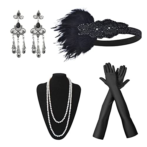 NITAIUN 20er Jahren Zubehör Set für Damen 20er Jahre Accessoires 1920 Zubehör-Set Flapper Great Gatsby Accessoires Set Roaring 20's Theme Set Charleston Accessoires Damen (Set K) von NITAIUN