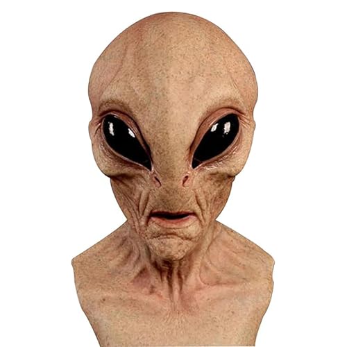 Gruselige Alien-Vollkopfmaske, Neuartige Halloween-Alien-Kopf-Gesichtsbedeckung for Erwachsene Und Kinder. Realistischer Alien for Halloween, Cosplay, Streich, Ostern(Skin Color) von NIULI