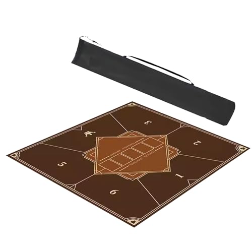 Mahjong Anti Slip Noise Reduction Kissen, Quadratische, geräuschlose Spieltischmatte for Pokerkarten-Mahjong-Kachelspiele, dicke Mahjong-Tischmatte aus Kristallsamt mit Aufbewahrungstasche(Brown,23.6x von NIUSABOU