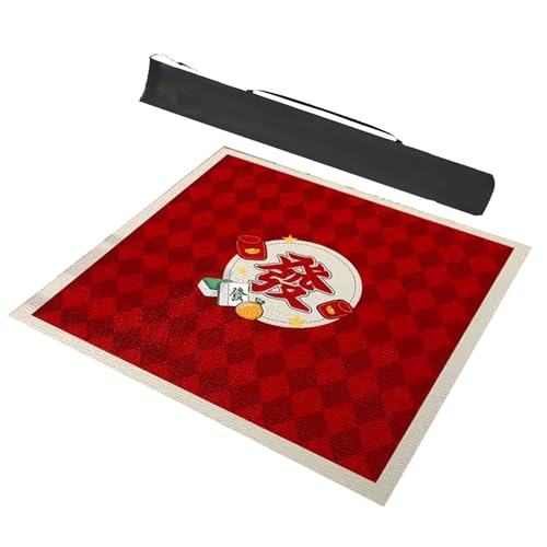 NIUSABOU Mahjong Anti Slip Noise Reduction Kissen, Quadratische Polyesterfaser mit Aufbewahrungstasche und Geräuschreduzierung, 10 Größen(Red,23.6x23.6inch/60x60cm) von NIUSABOU