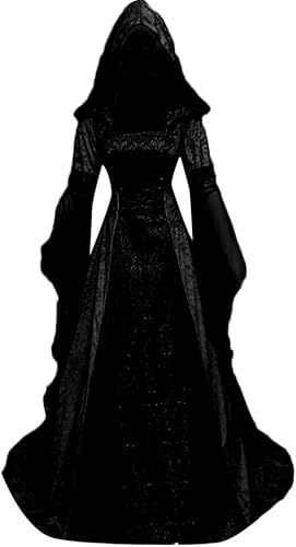 NIUVOO Damen Kapuzenkleid Anzug Korsett Renaissance Gothic Viktorianisches Kleid Halloween Vampir Mittelalter Kleid Kostüm Cosplay Party Vampir Kleid von NIUVOO