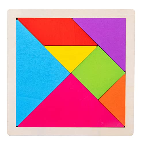 NIWWIN Hölzernes Tangram, Puzzlespiel, Bausteinspielzeug, Reisespiel, mentale Übung, IQ-Buch mit Lösungen, pädagogisches Spielzeug für Kinder, für 3 4 5 6 Jahre. von NIWWIN