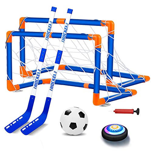 NIWWIN Air Power Fußball，Hover-Fußball 3-in-1 Hockey -Spielzeugset, simuliertes Hockeyspiel, Innen- und Outdoor -Hockeyspielzeug, geeignet für Kinder Jungen Mädchen ab 3 4 5 6 7 8-12 Jahre. von NIWWIN