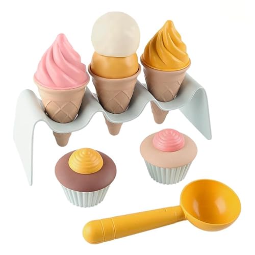 NIWWIN Kinder Spielzeug Eiswaffel und Cupcake Set, Rollenspiel Dessert Spielset mit Servierlöffel, Lebensmittel Spielzeug aus Kunststoff NIWWIN Kinder Spielzeug Eiswaffel und Cupcake Set, Rollenspiel Dessert Spielset mit Servierlöffel, Lebensmittel Spielzeug aus Kunststoff von NIWWIN