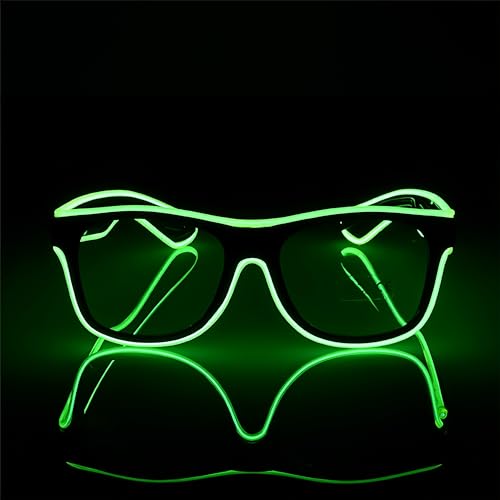 NIWWIN LED Brille, Cyberpunk LED Brille, flexibler Draht Neon Brille,Flashing LED Sonnenbrille Kostüme für Cosplay, Bar, Club, Partybrille, Geschenk, Party Gadgets, EDM, Halloween (5, Grün) von NIWWIN