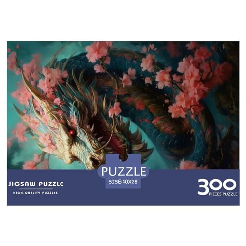 300-teiliges Puzzle für Erwachsene, japanischer Drache, Kirsche, Geschenke, kreative rechteckige Puzzles, Holzpuzzle 300 Teile (40 x 28 cm) von NIXCON