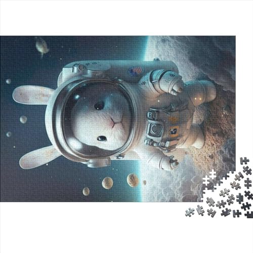 Astronauten-Weltraumkaninchen-Geschenke, 1000-teiliges Puzzle für Erwachsene – Holzpuzzles – Entspannungspuzzlespiele – Denksport-Puzzle 1000 Teile (75 x 50 cm) von NIXCON