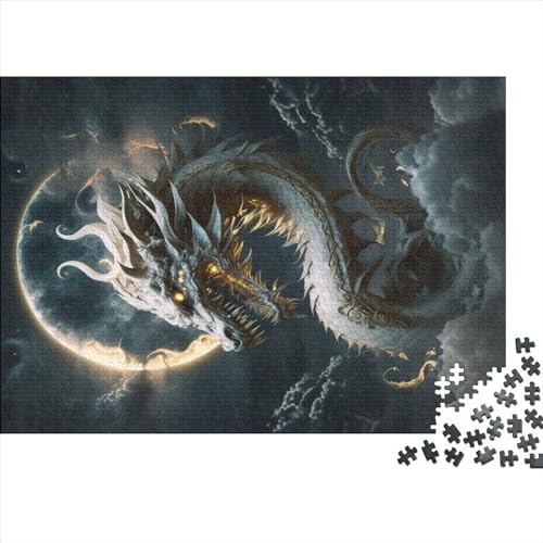 Drachen-Holzpuzzle für Erwachsene, 1000 Teile, rechteckiges Puzzle, Geschenke für Erwachsene, Spiel, 1000 Teile (75 x 50 cm) von NIXCON