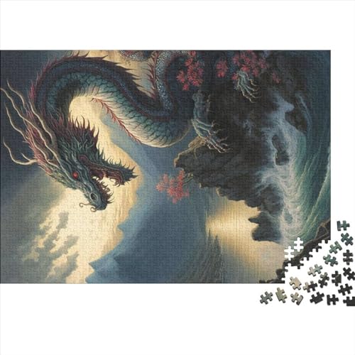 Dragon Asian Gifts 500-teiliges Puzzle für Erwachsene – Holzpuzzles – Entspannungspuzzlespiele – Denksport-Puzzle 500 Teile (52 x 38 cm) von NIXCON