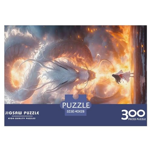 Girls_and_White_Dragon Holzpuzzle für Erwachsene, 300-teiliges Puzzle, rechteckiges Puzzle, Geschenke für Erwachsene, Spiel 300 Stück (40 x 28 cm) von NIXCON