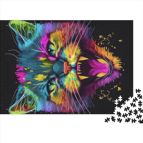 Kreative Katze Pop Art Tier wütend Puzzle für Erwachsene 1000 Teile Puzzles für Kinder Familie herausfordernde Spiele Spielzeug Geschenke 1000 Stück (75 x 50 cm) von NIXCON