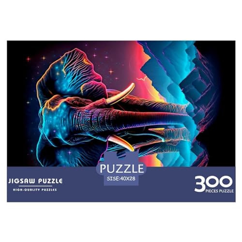 Kreatives Elefanten-Geschenk aus Holz, 300 Teile, Puzzle für Erwachsene, rechteckiges Puzzle, Gehirnübungs-Herausforderungsspiel, 300 Teile (40 x 28 cm) von NIXCON