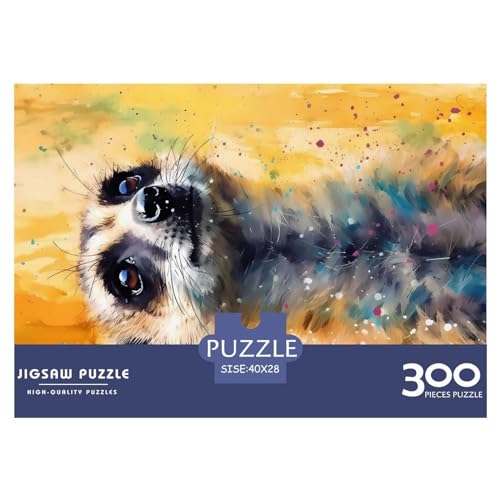 Kreatives Erdmännchen-Malerei-Geschenk aus Holz, 300 Teile, Puzzle für Erwachsene, rechteckiges Puzzle, Gehirnübungs-Herausforderungsspiel, 300 Teile (40 x 28 cm) von NIXCON