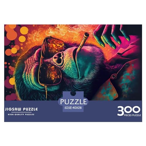 Marijuana Monkey Gifts 300-teiliges Puzzle für Erwachsene – Holzpuzzles – Entspannungspuzzlespiele – Denksport-Puzzle 300 Teile (40 x 28 cm) von NIXCON