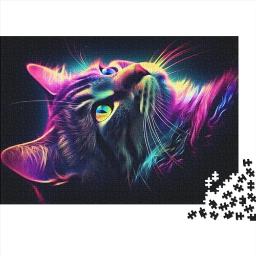 Neon-Katze-Puzzle, 500 Teile, für Erwachsene, Puzzle, Lernspiele, 500 Teile (52 x 38 cm) von NIXCON