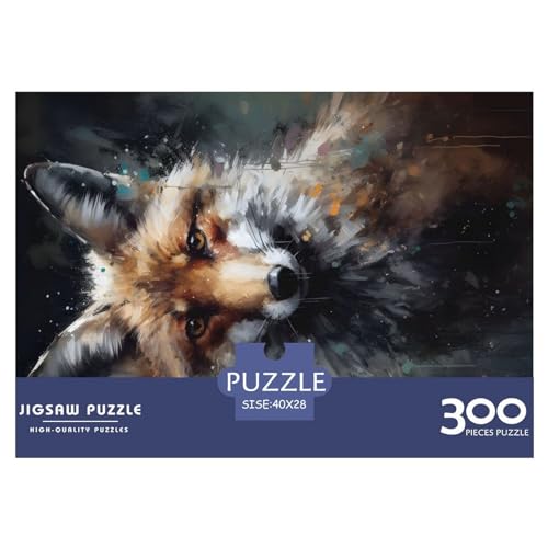 Ölgemälde-Fuchs-Portrait, 300-teiliges Puzzle für Erwachsene, kreatives rechteckiges Holzpuzzle, Geschenk für Freunde und Familie, 300 Stück (40 x 28 cm) von NIXCON