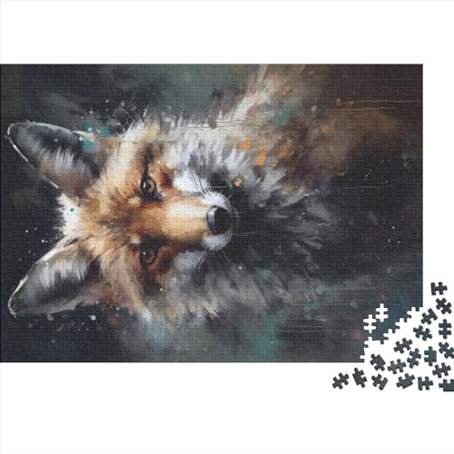 Ölgemälde-Fuchs-Portrait-Puzzle, 500 Teile, kreatives rechteckiges großes Familienpuzzlespiel, Kunstwerk für Erwachsene, 500 Teile (52 x 38 cm) von NIXCON