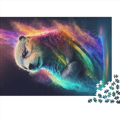 Otter Neon 500-teiliges Puzzle für Erwachsene, kreatives rechteckiges Holzpuzzle, Geschenk für Freunde und Familie, 500 Teile (52 x 38 cm) von NIXCON