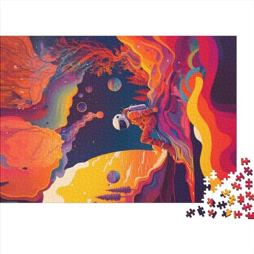 Puzzles 1000 Teile für Erwachsene Astronaut_Colorfully Puzzle Holzbrettpuzzles Familiendekoration 1000 Teile (75x50cm) von NIXCON