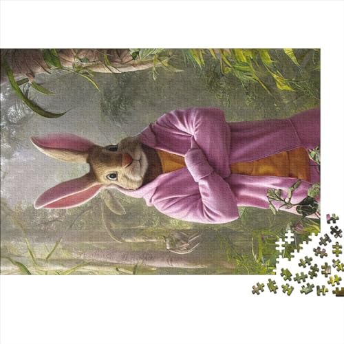 Puzzles 500 Teile für Erwachsene, Hoodie-Kaninchen-Puzzle, Holzbrett-Puzzles, Familiendekoration, 500 Teile (52 x 38 cm) von NIXCON