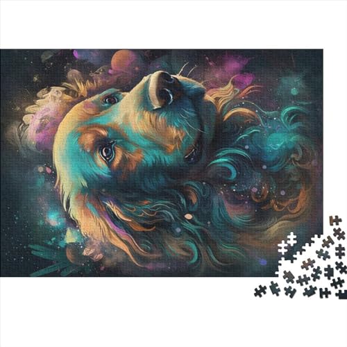 Puzzles für Erwachsene, 1000 Teile, Golden Retriever Hund, Fabelgeschenk, Holzbrettpuzzles für Erwachsene, lustig, 1000 Teile (75 x 50 cm) von NIXCON