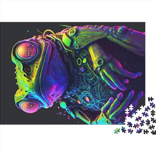 Puzzles für Erwachsene, 500 Teile, Cyber-Frosch-Neon-Puzzles, herausforderndes Spiel, Denksportaufgaben, 500 Teile (52 x 38 cm) von NIXCON