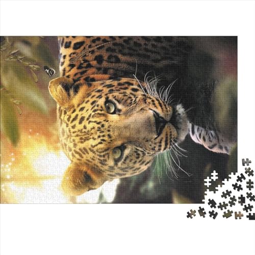 Puzzles für Erwachsene, 500 Teile, Leoparden- und Schmetterlingsgeschenk, Holzbrettpuzzles für Erwachsene, lustig, 500 Teile (52 x 38 cm) von NIXCON