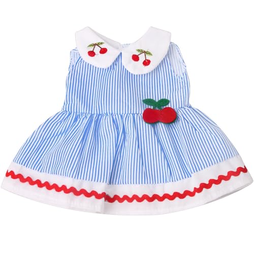 NIXNUT Puppenkleidung, Kleid, Streifenmuster, Sommerkleidung für 18-Zoll-American Girl-Puppe mit Kirschdekoration NIXNUT Puppenkleidung, Kleid, Streifenmuster, Sommerkleidung für 18-Zoll-American Girl-Puppe mit Kirschdekoration von NIXNUT