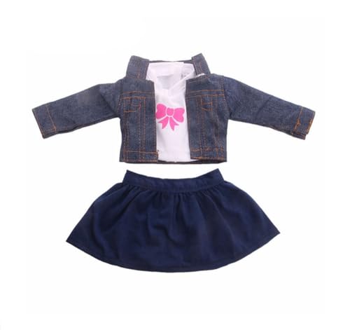 NIXNUT Puppenkleidung, Winter-Outfit, Jacke, Weste, Oberteil mit Rock mit Schleifenmuster für 18-Zoll-American Girl-Puppe NIXNUT Puppenkleidung, Winter-Outfit, Jacke, Weste, Oberteil mit Rock mit Schleifenmuster für 18-Zoll-American Girl-Puppe von NIXNUT